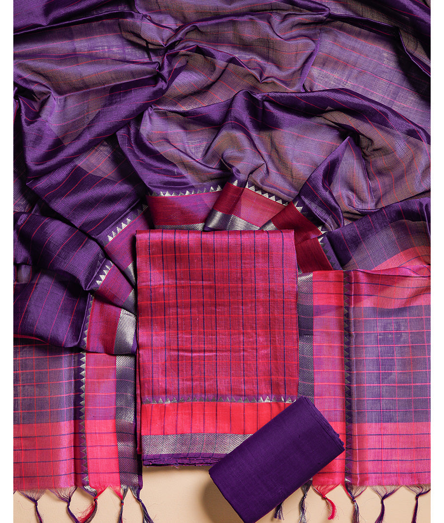 PURE CHANDERI HANDLOOM MANGALGIRI SUIT SET