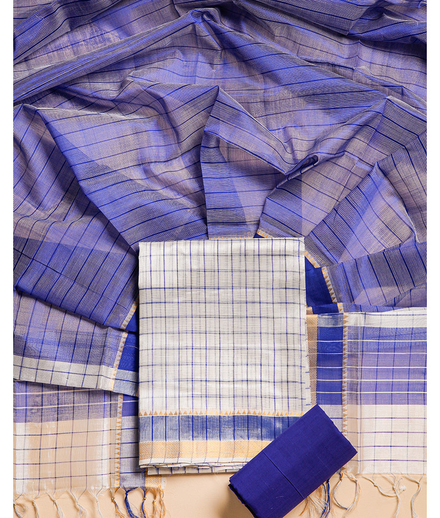 PURE CHANDERI HANDLOOM MANGALGIRI SUIT SET