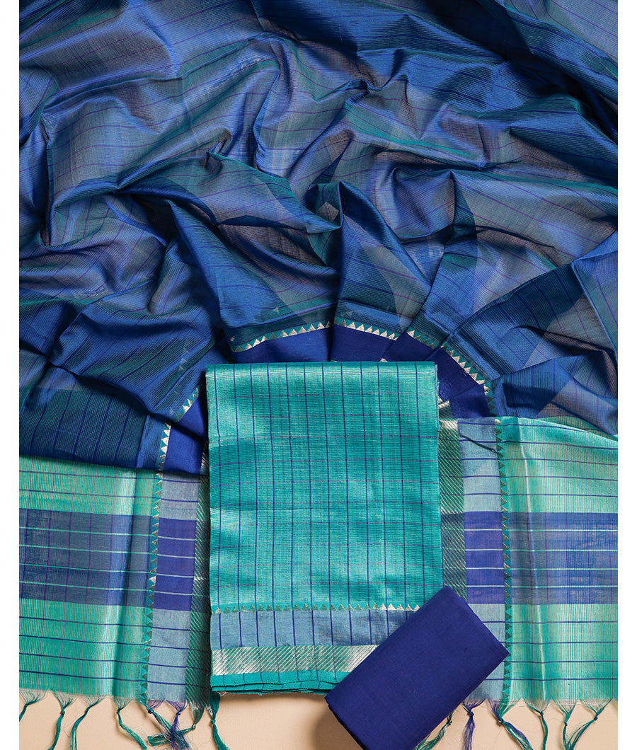 PURE CHANDERI HANDLOOM MANGALGIRI SUIT SET