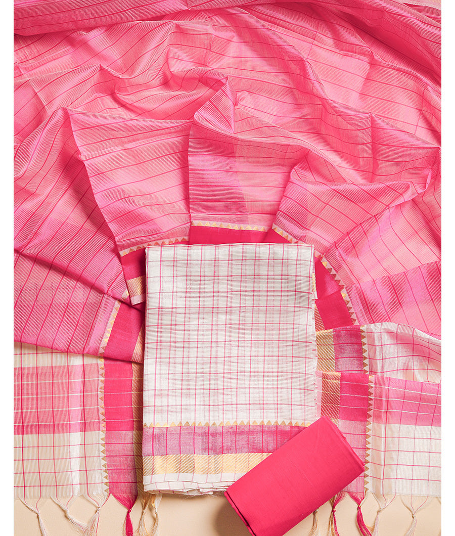 PURE CHANDERI HANDLOOM MANGALGIRI SUIT SET