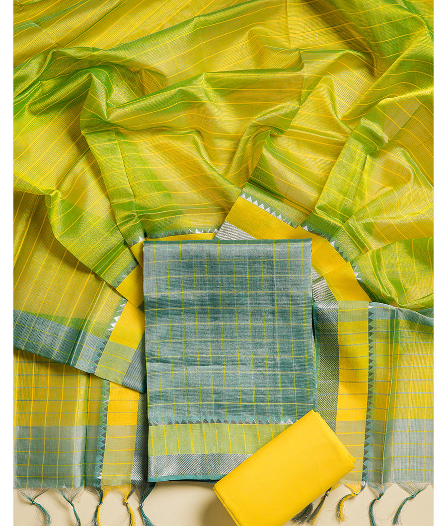 PURE CHANDERI HANDLOOM MANGALGIRI SUIT SET