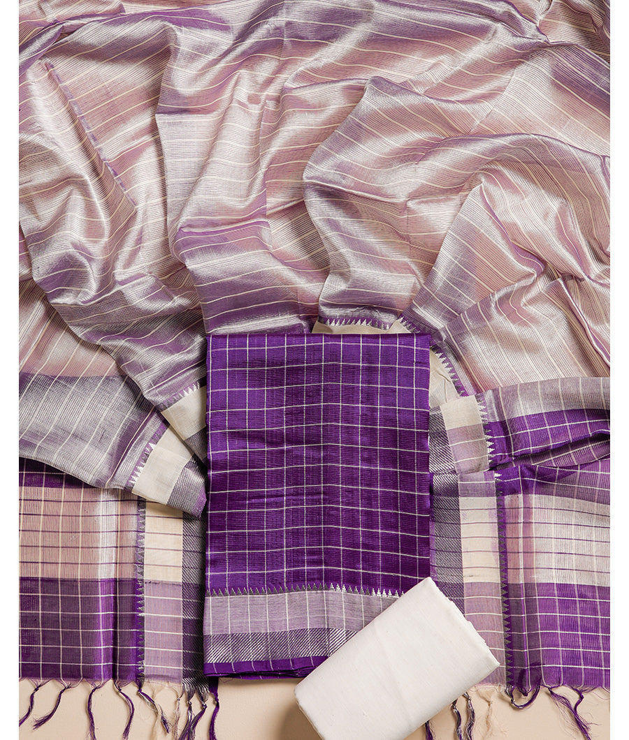 PURE CHANDERI HANDLOOM MANGALGIRI SUIT SET