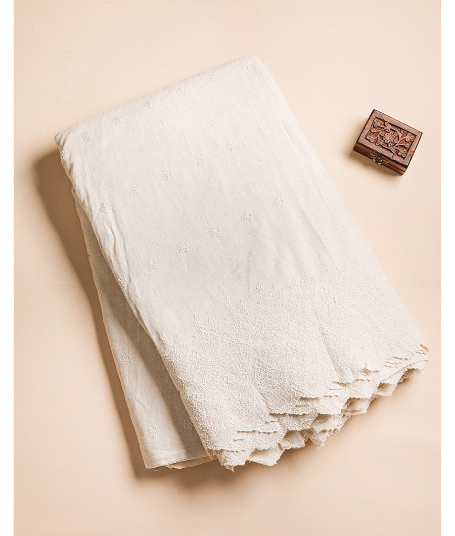 COTTON SCHIFFLI BORDER EMBROIDERED RFD FABRIC