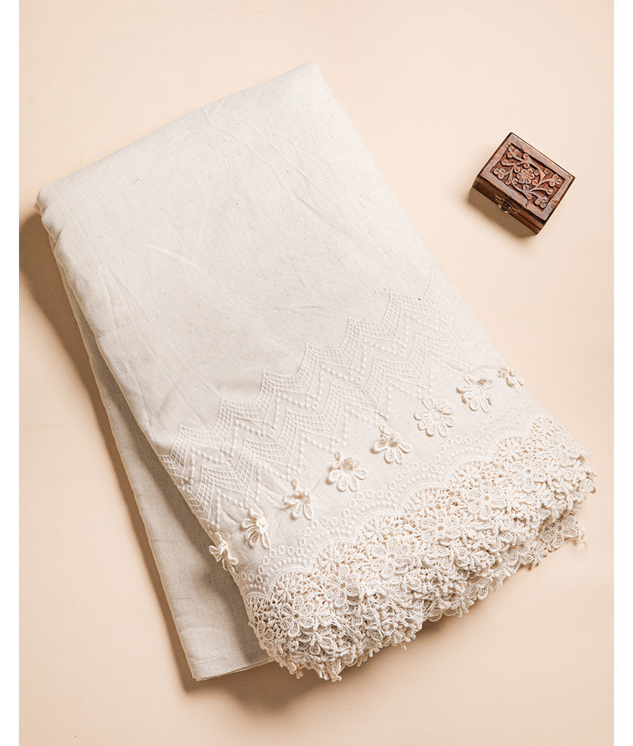 COTTON SCHIFFLI BORDER EMBROIDERED RFD FABRIC