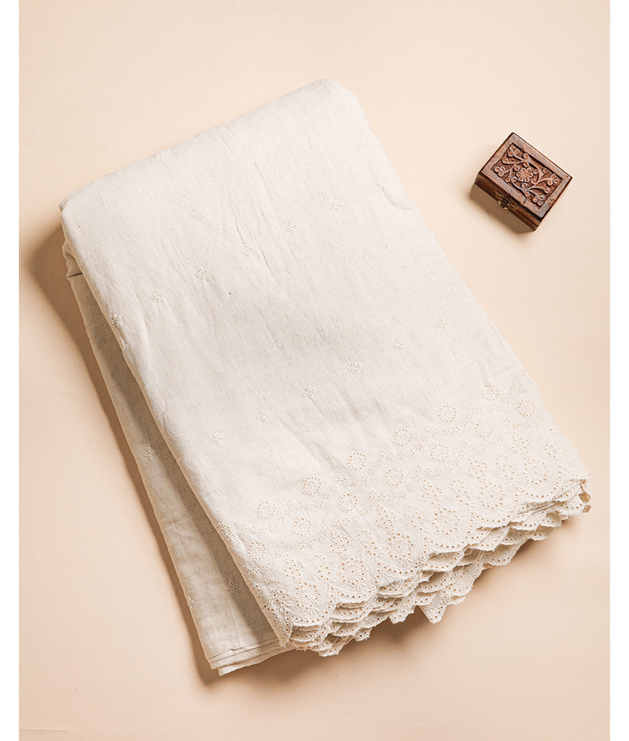 COTTON SCHIFFLI BORDER EMBROIDERED RFD FABRIC