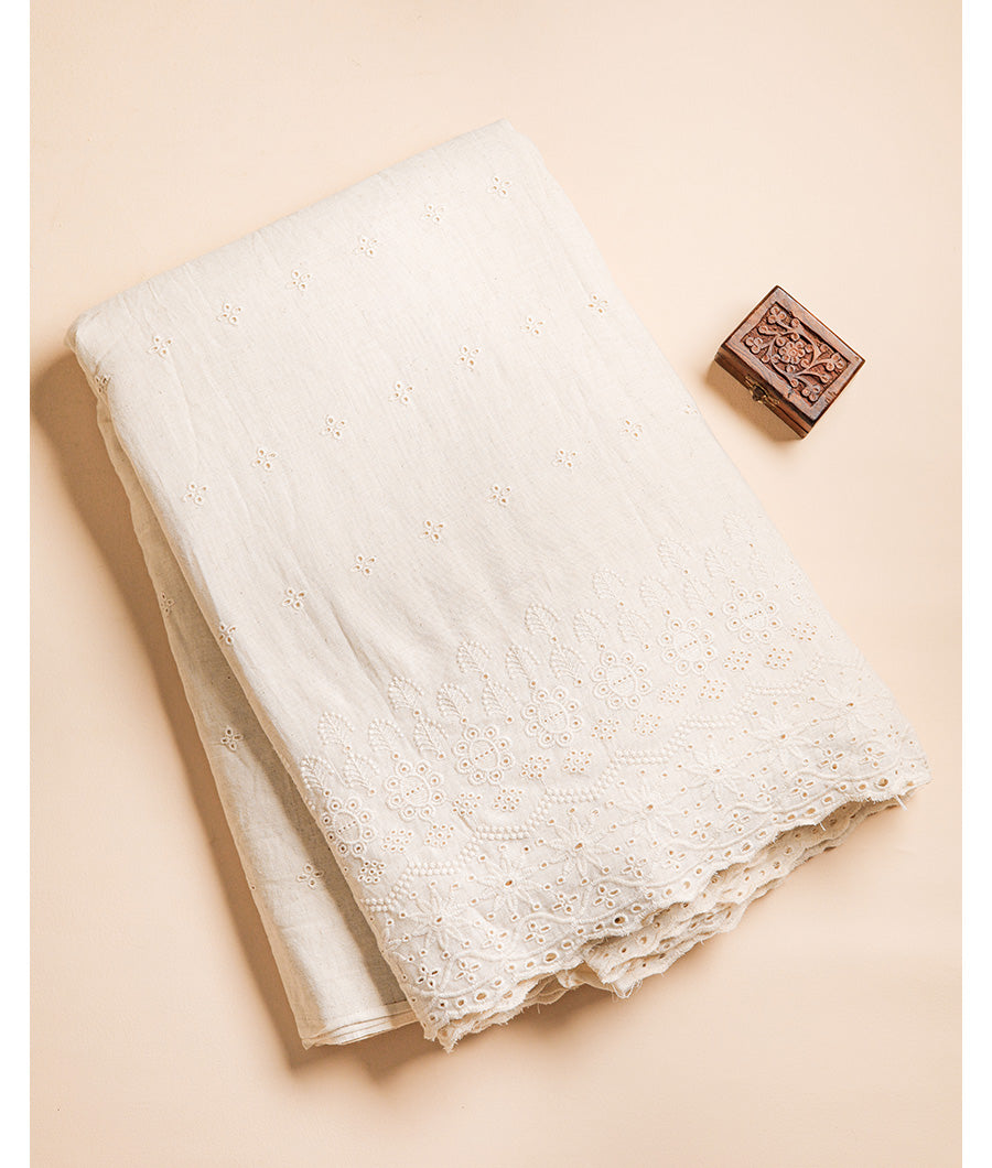 COTTON SCHIFFLI BORDER EMBROIDERED RFD FABRIC