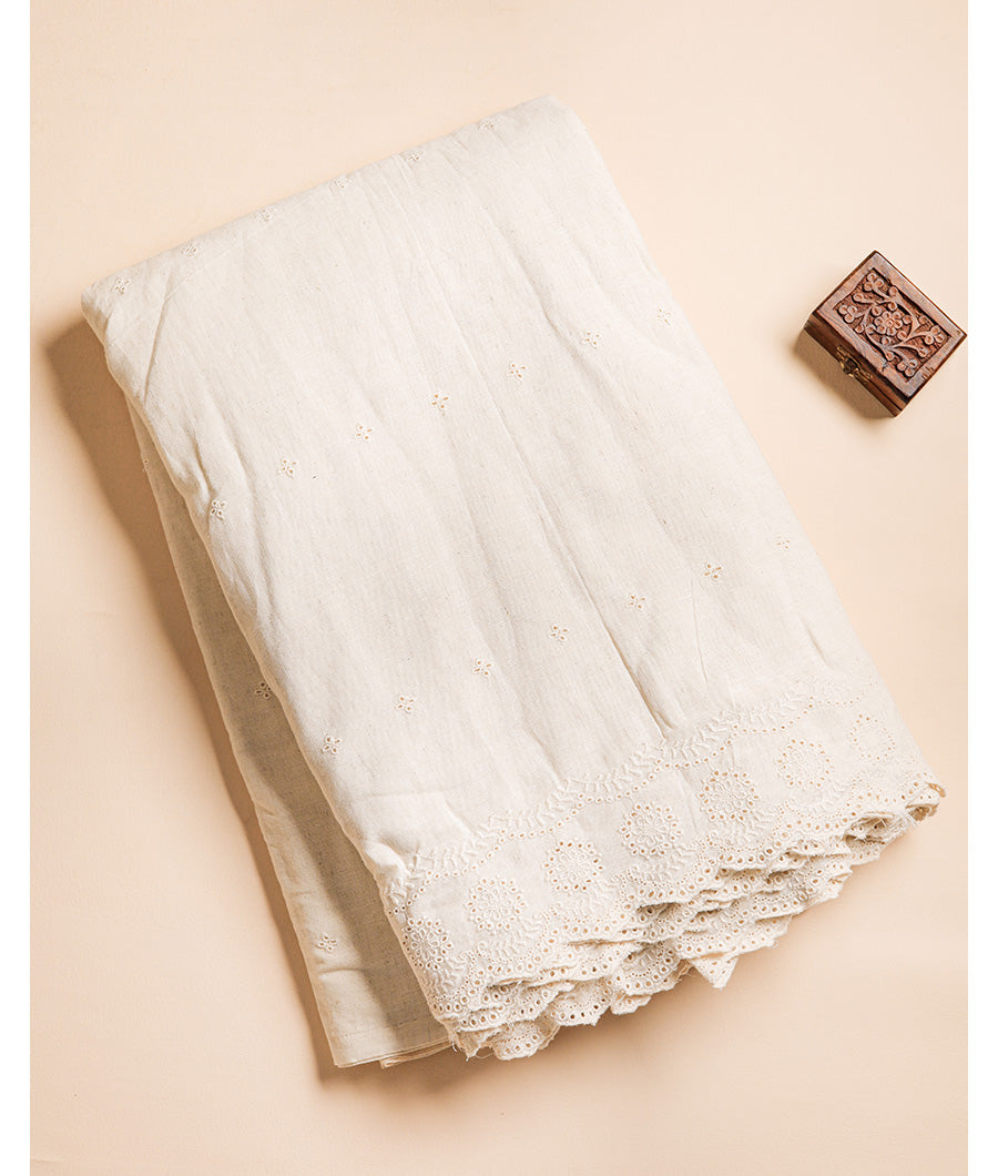 COTTON SCHIFFLI BORDER EMBROIDERED RFD FABRIC