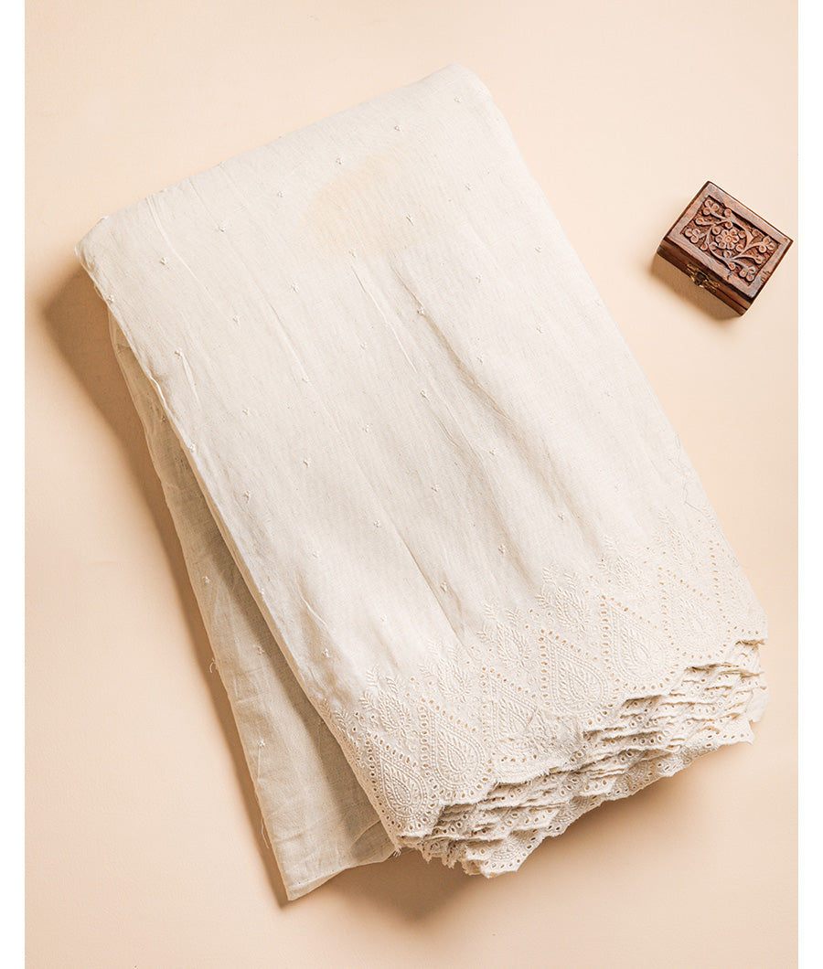 COTTON SCHIFFLI BORDER EMBROIDERED RFD FABRIC