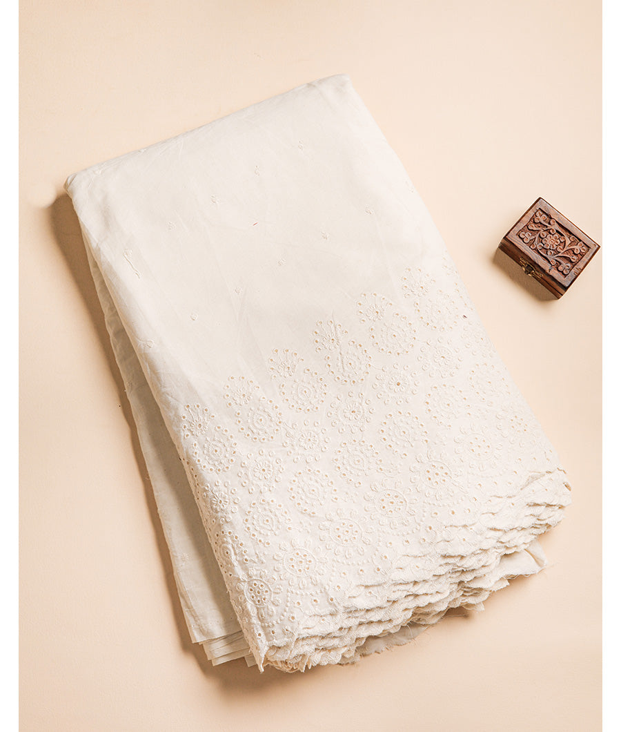 COTTON SCHIFFLI BORDER EMBROIDERED RFD FABRIC