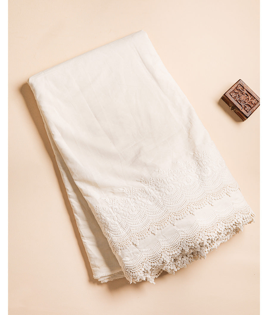 COTTON SCHIFFLI BORDER EMBROIDERED RFD FABRIC