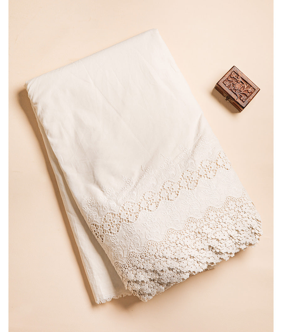 COTTON SCHIFFLI BORDER EMBROIDERED RFD FABRIC