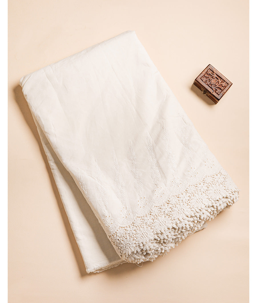COTTON SCHIFFLI BORDER EMBROIDERED RFD FABRIC