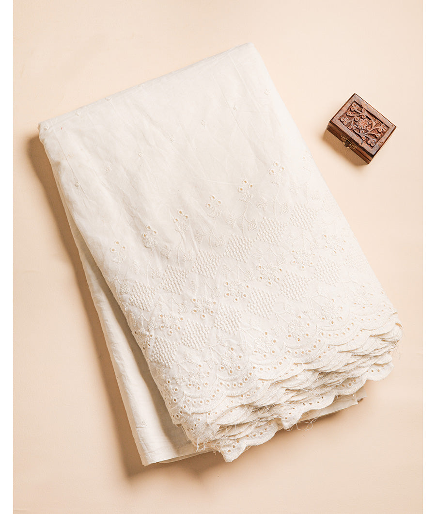 COTTON SCHIFFLI BORDER EMBROIDERED RFD FABRIC