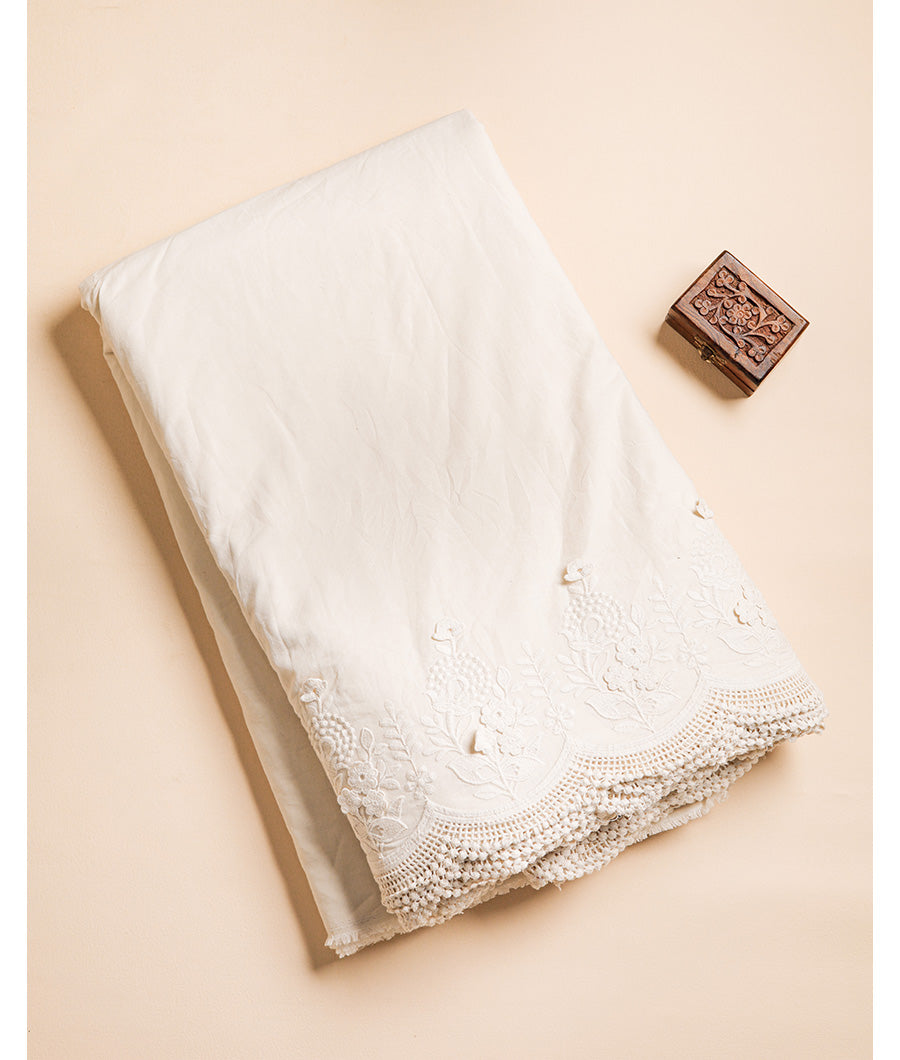 COTTON SCHIFFLI BORDER EMBROIDERED RFD FABRIC