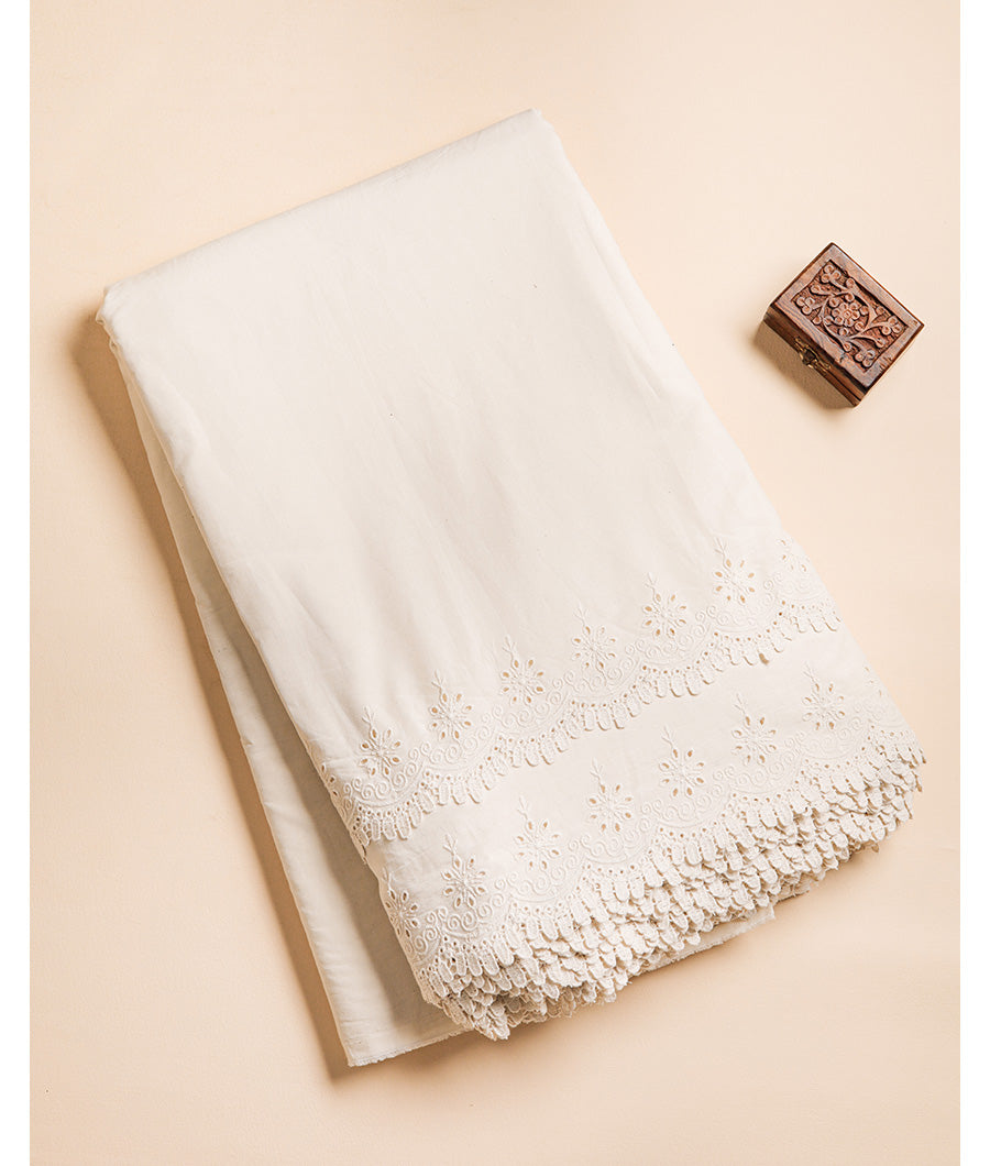 COTTON SCHIFFLI BORDER EMBROIDERED RFD FABRIC