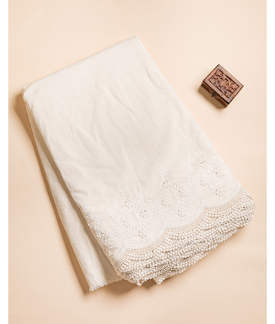 COTTON SCHIFFLI BORDER EMBROIDERED RFD FABRIC