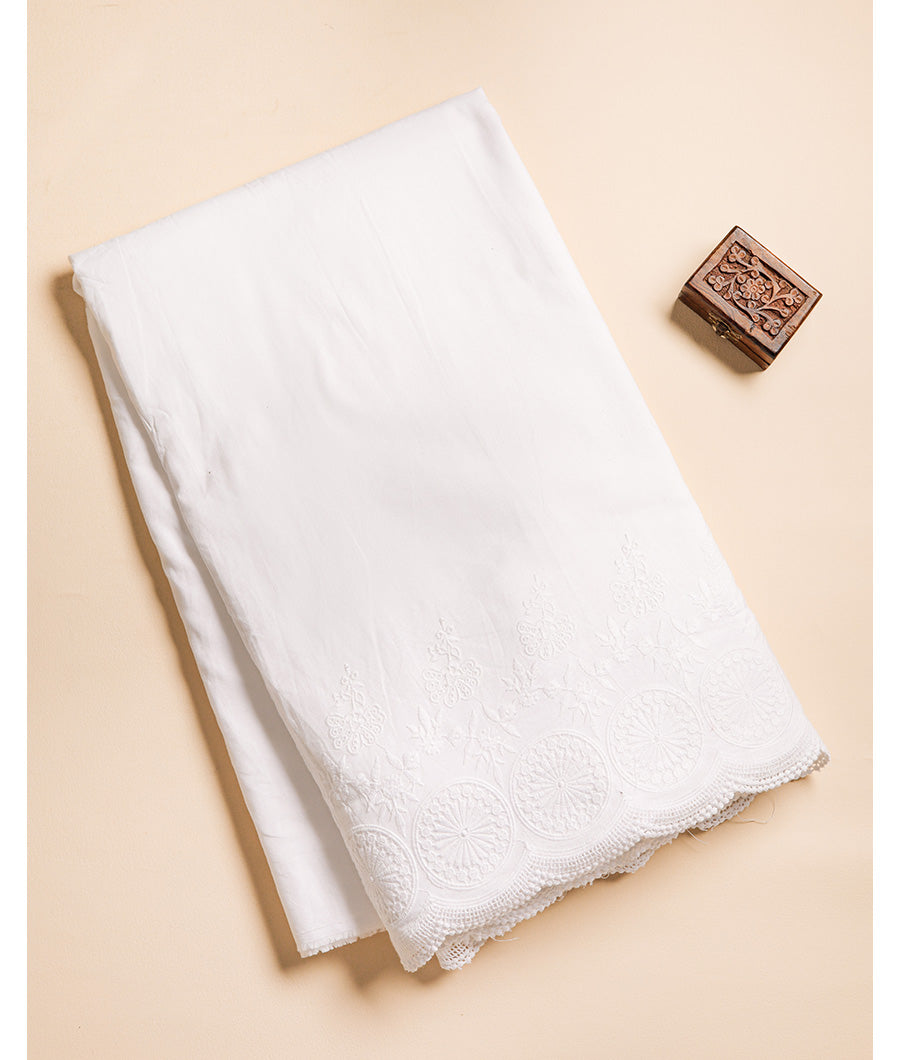 COTTON SCHIFFLI BORDER EMBROIDERED RFD FABRIC