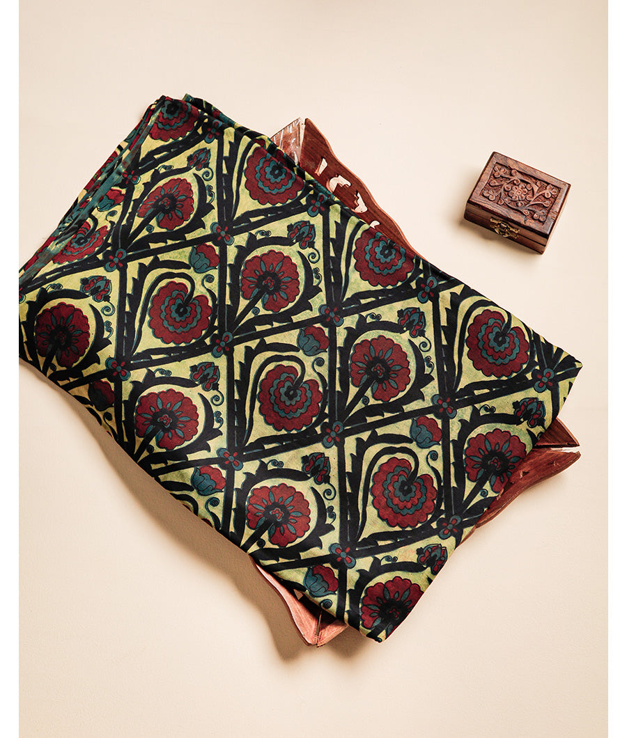 VANASPATI BLOCK PRINTED MODAL SILK FABRIC