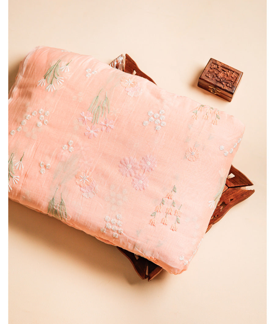 PURE BANARASI MUL CHANDERI EMBROIDERY FABRIC