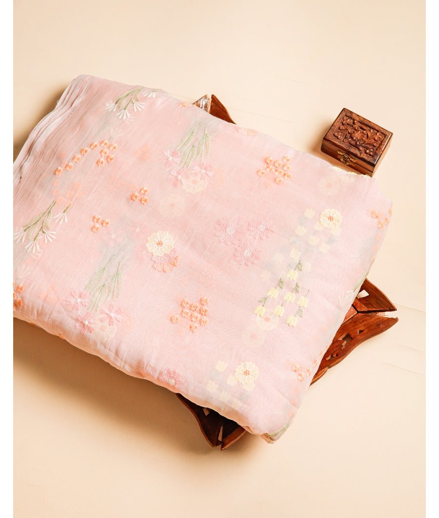 PURE BANARASI MUL CHANDERI EMBROIDERY FABRIC
