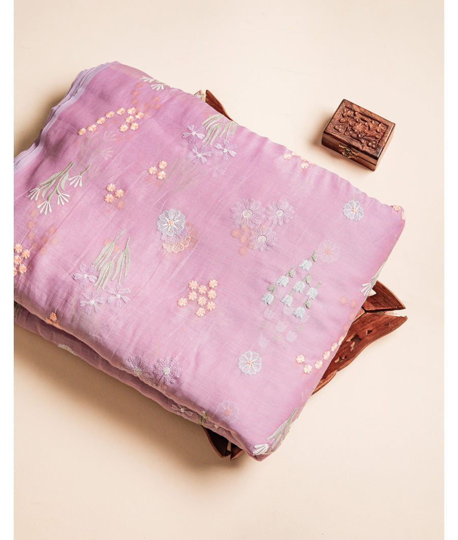 PURE BANARASI MUL CHANDERI EMBROIDERY FABRIC