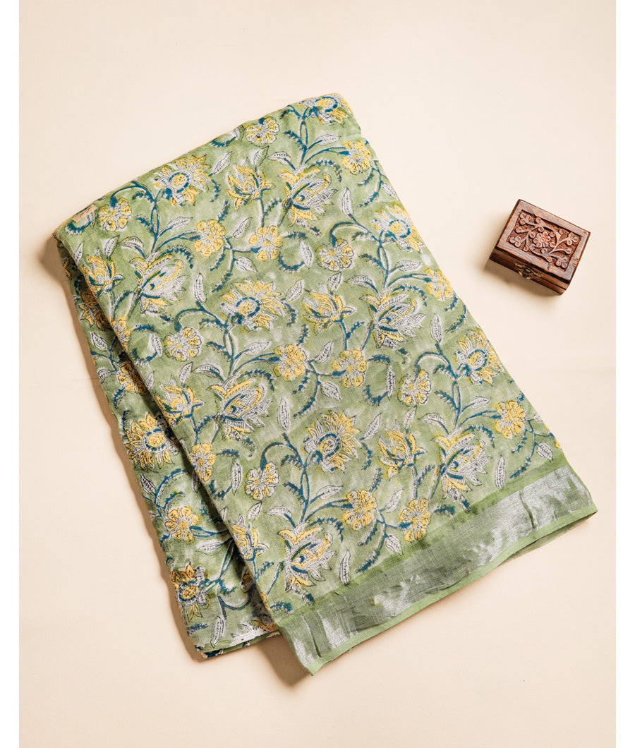 LINEN HANDBLOCK PRINTED FABRIC