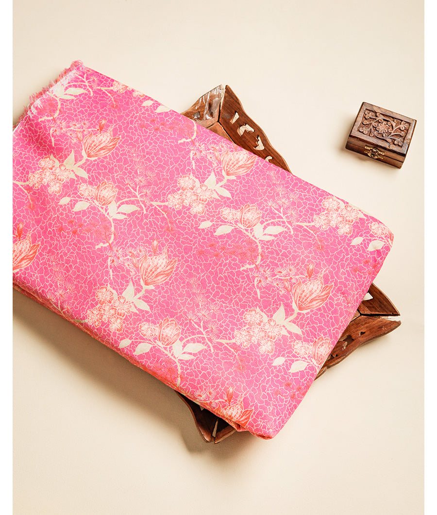 RASU JACQURAD MUL CHANDERI FABRIC