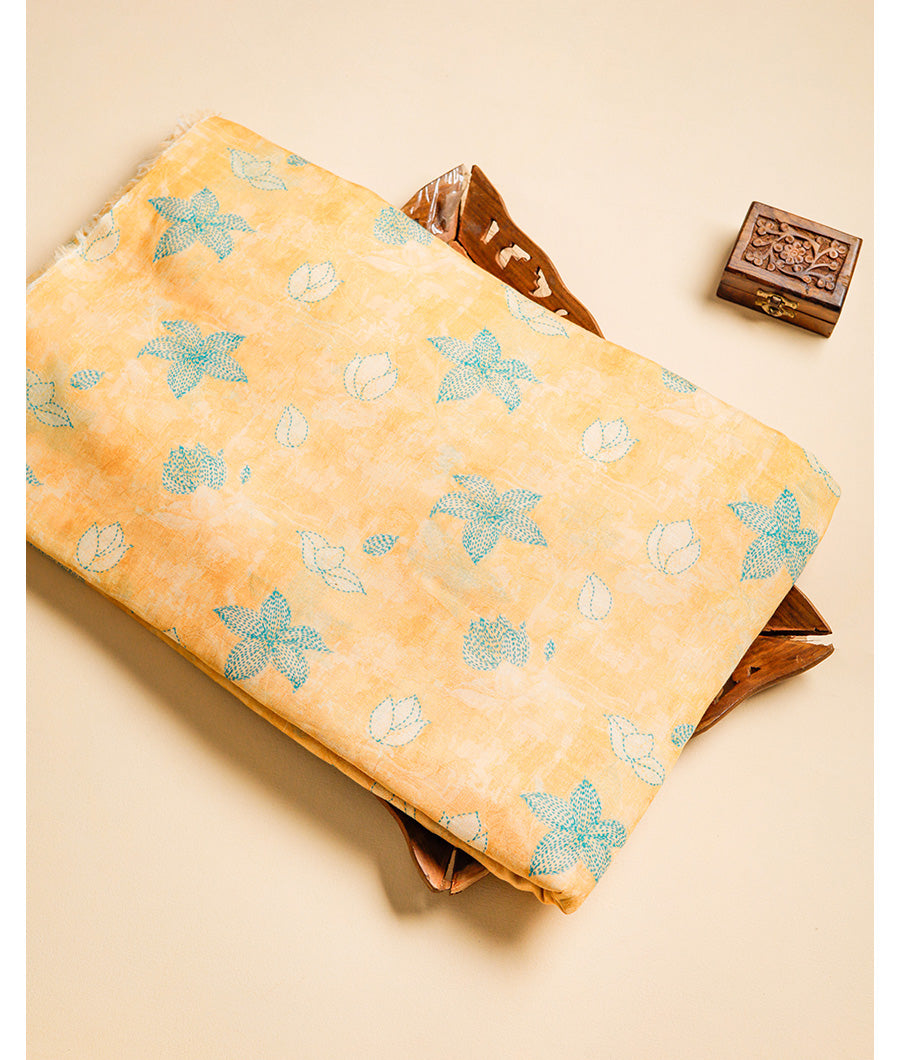 RASU JACQURAD MUL CHANDERI FABRIC