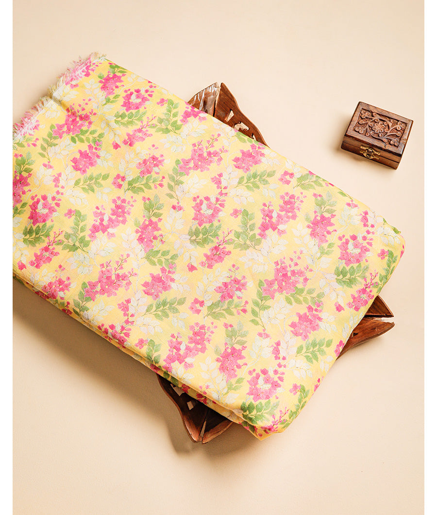 RASU JACQURAD MUL CHANDERI FABRIC