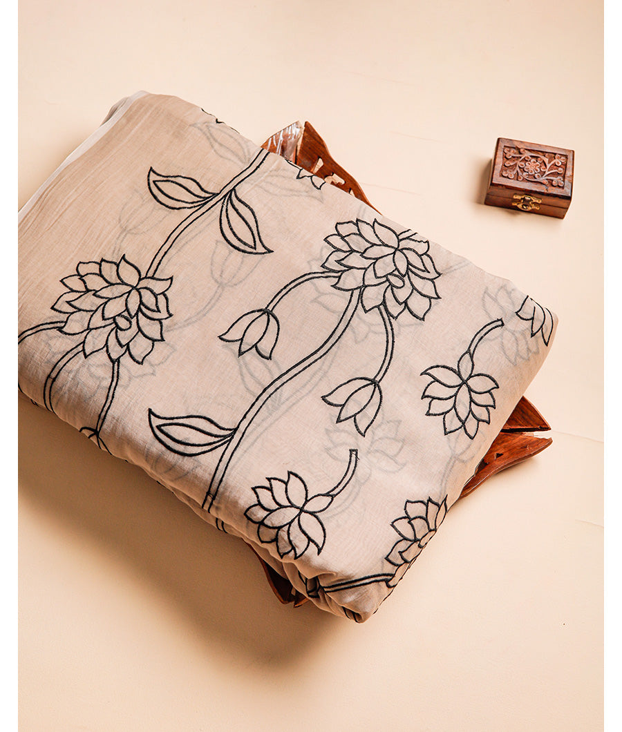 PURE MUL CHANDERI EMBROIDERY FABRIC