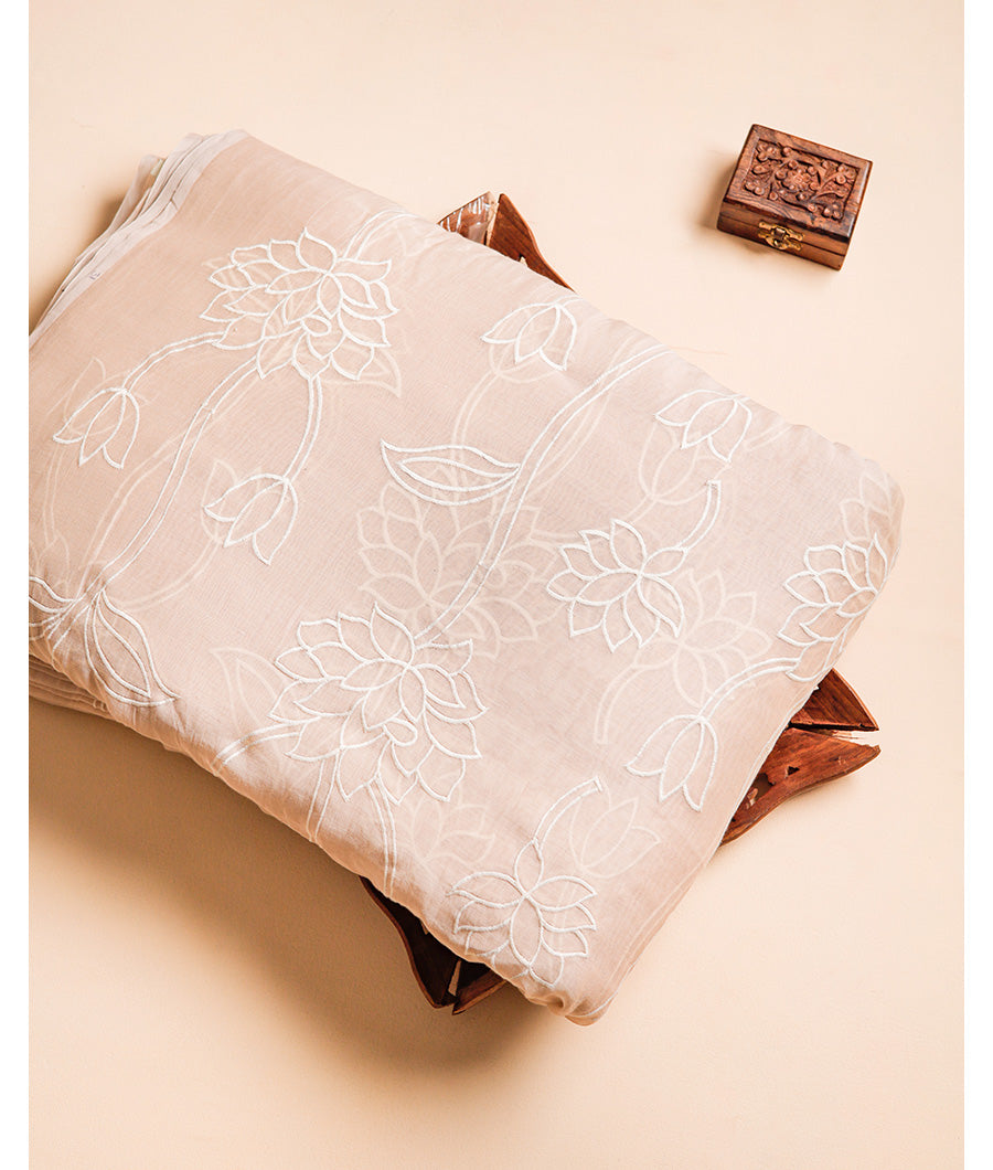 PURE MUL CHANDERI EMBROIDERY FABRIC