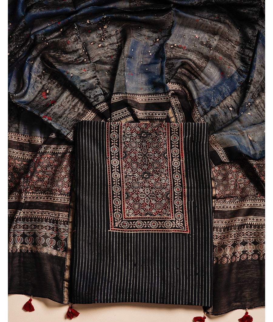 PURE MAHESHWARI CHANDERI AJRAKH UNIQUE PRINT SUIT SET