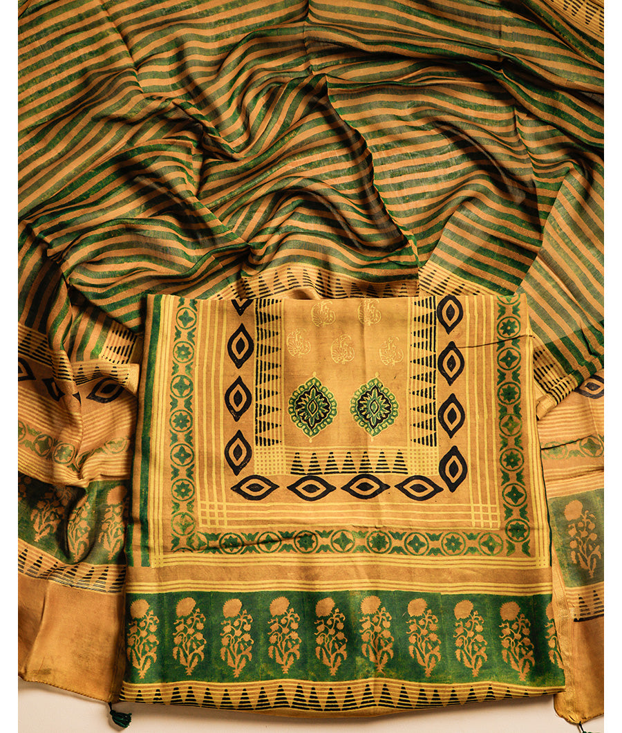 PURE MAHESHWARI CHANDERI AJRAKH UNIQUE PRINT SUIT SET