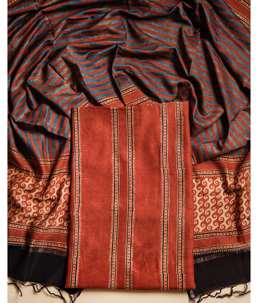 PURE MAHESHWARI CHANDERI AJRAKH SUIT SET