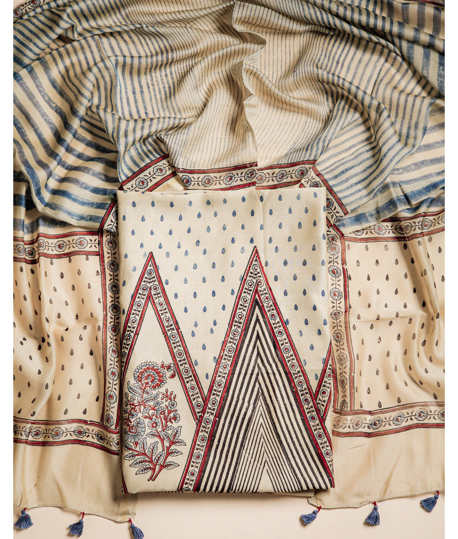 PURE MAHESHWARI CHANDERI AJRAKH SUIT SET