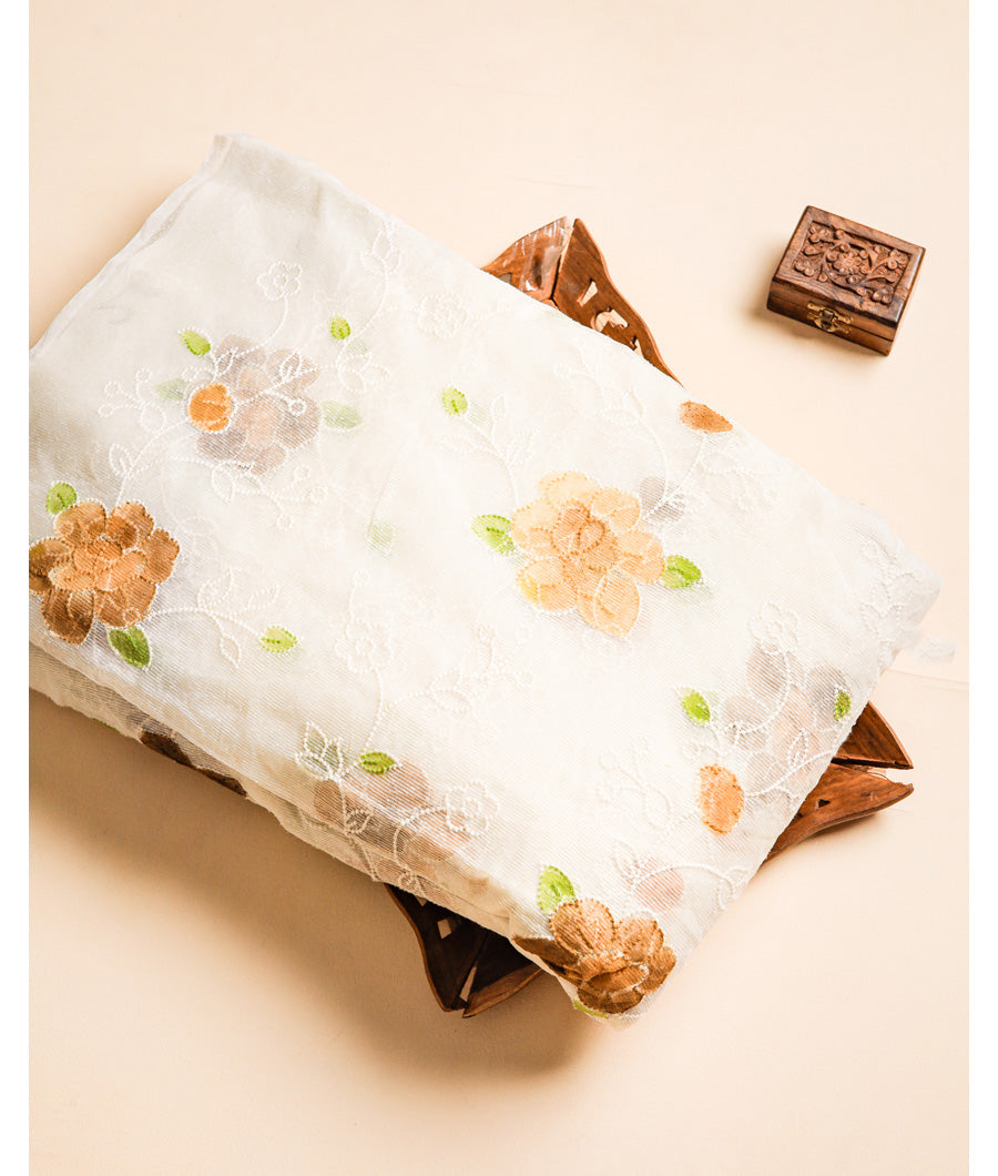 EMBROIDERED KOTA WITH HAND PAINTING FABRIC
