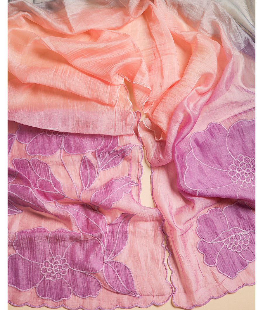 MUL CHANDERI APPLIQUE WORK DUPATTA