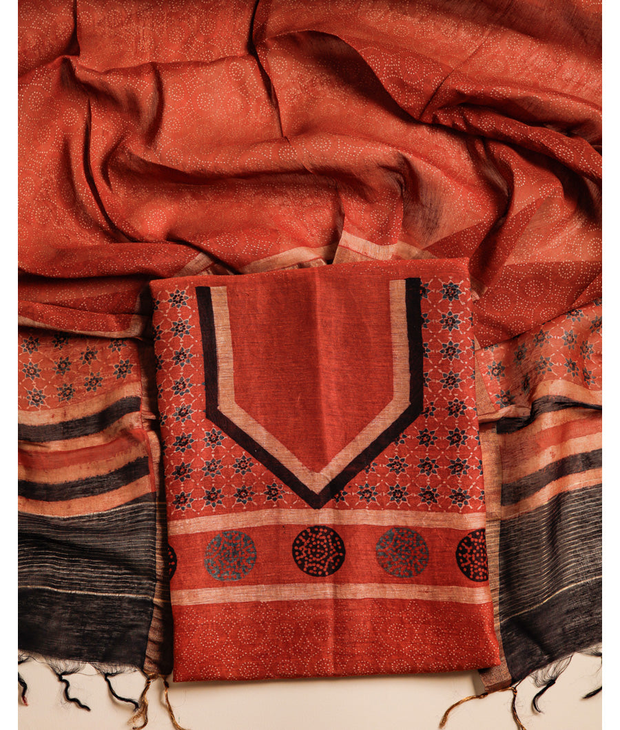 PURE LINEN AJRAKH PRINTED SUIT SET