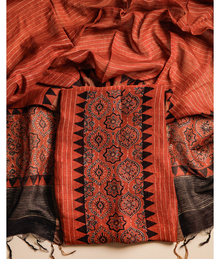 PURE LINEN AJRAKH PRINTED SUIT SET