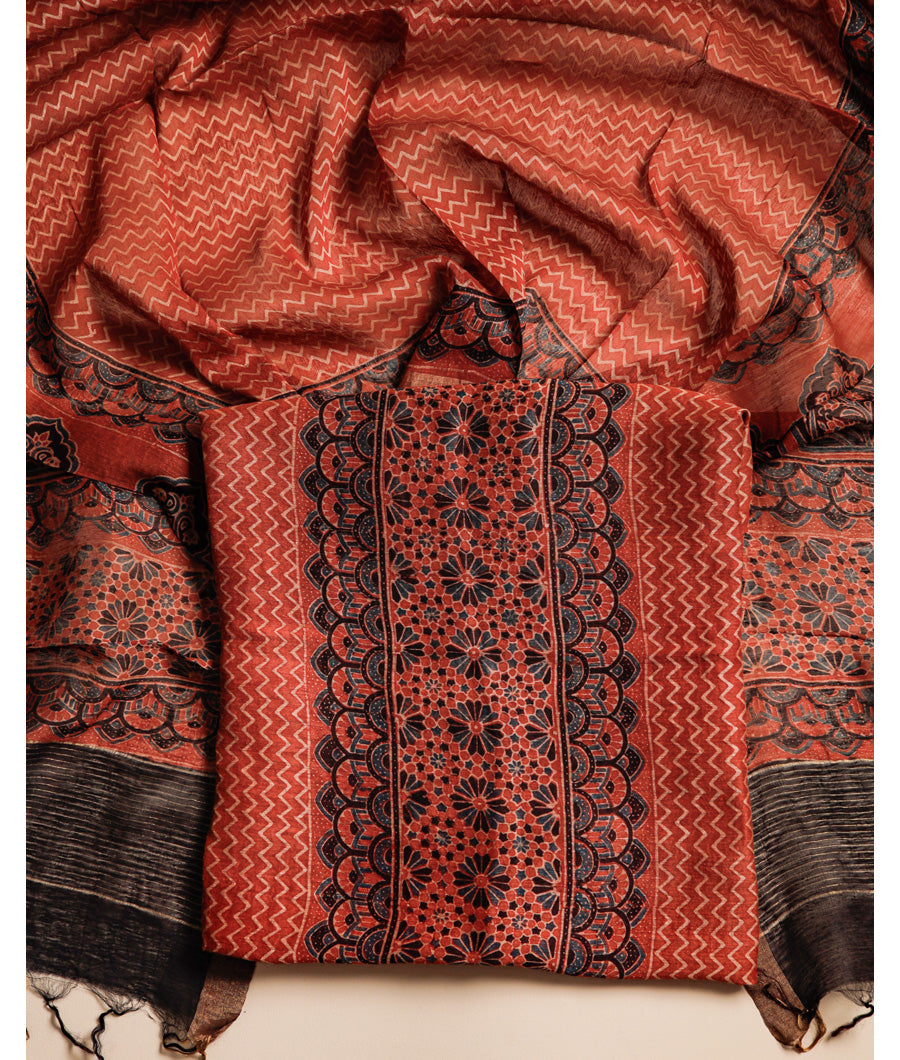 PURE LINEN AJRAKH PRINTED SUIT SET