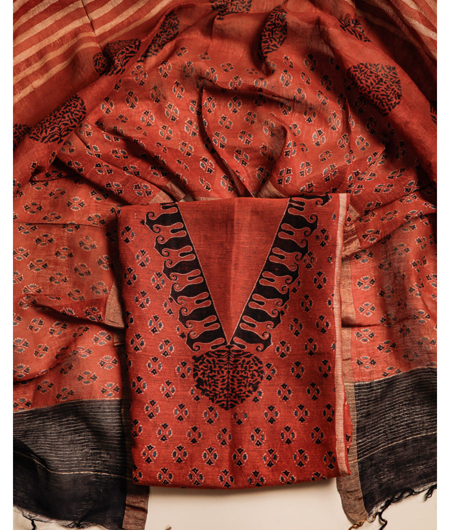 PURE LINEN AJRAKH PRINTED SUIT SET