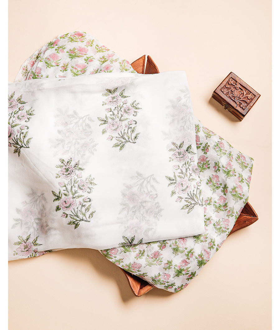 VISCOSE GEORGETTE HANDBLOCK PRINTED FABRIC