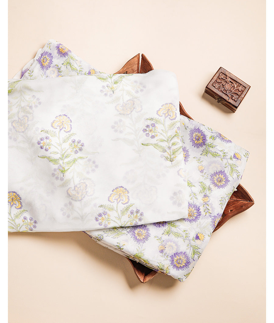 VISCOSE GEORGETTE HANDBLOCK PRINTED FABRIC