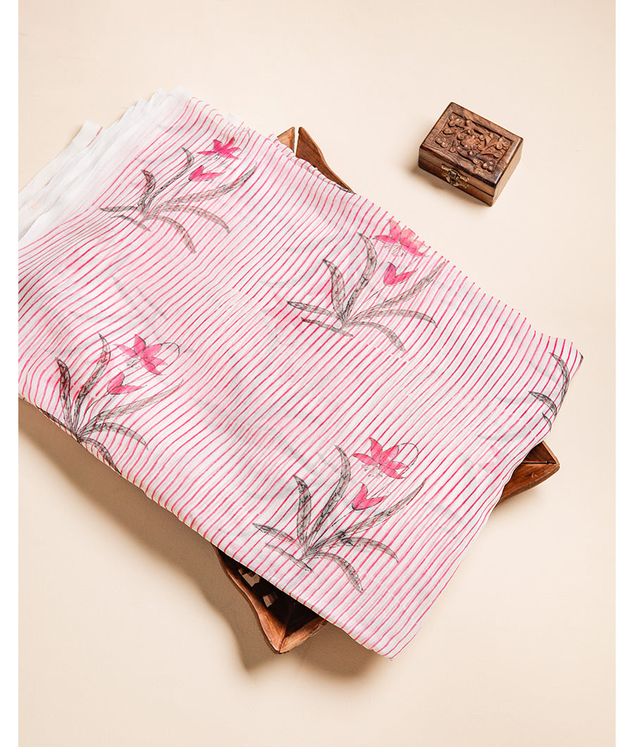 VISCOSE GEORGETTE HANDBLOCK PRINTED FABRIC