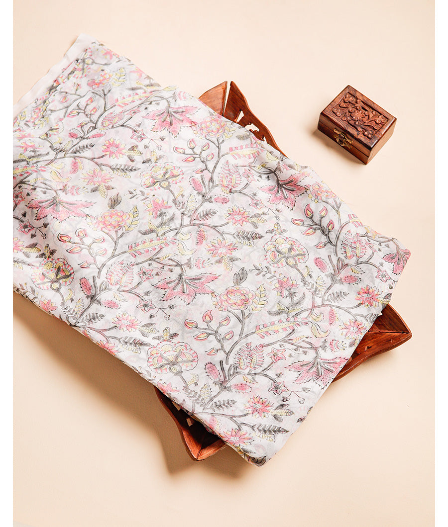 VISCOSE GEORGETTE HANDBLOCK PRINTED FABRIC
