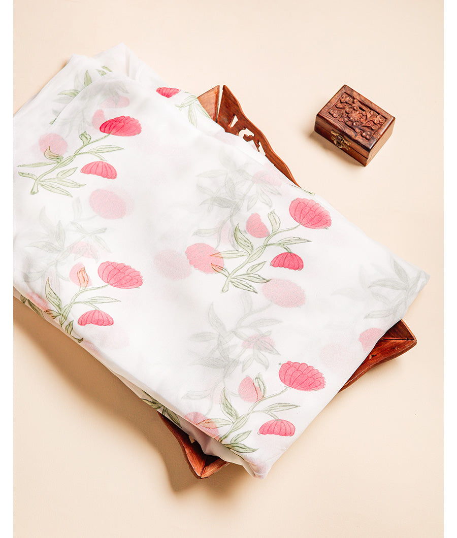 VISCOSE GEORGETTE HANDBLOCK PRINTED FABRIC