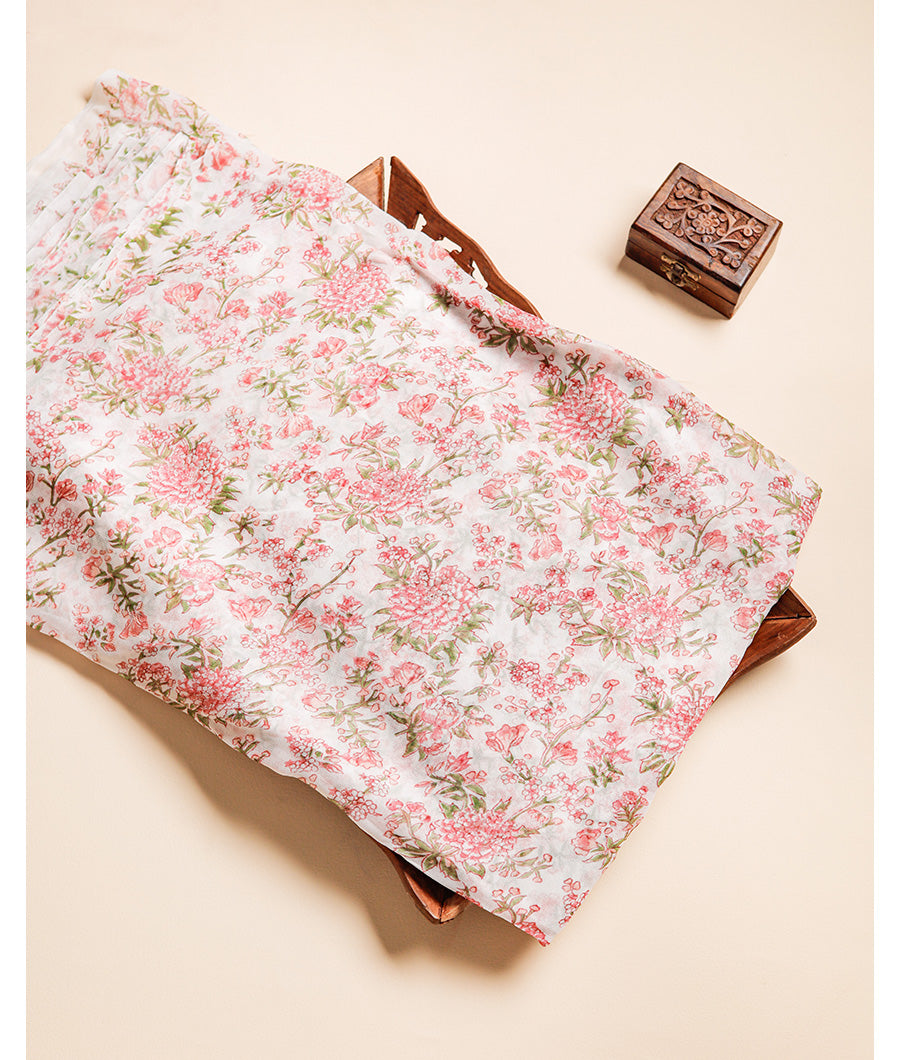 VISCOSE GEORGETTE HANDBLOCK PRINTED FABRIC