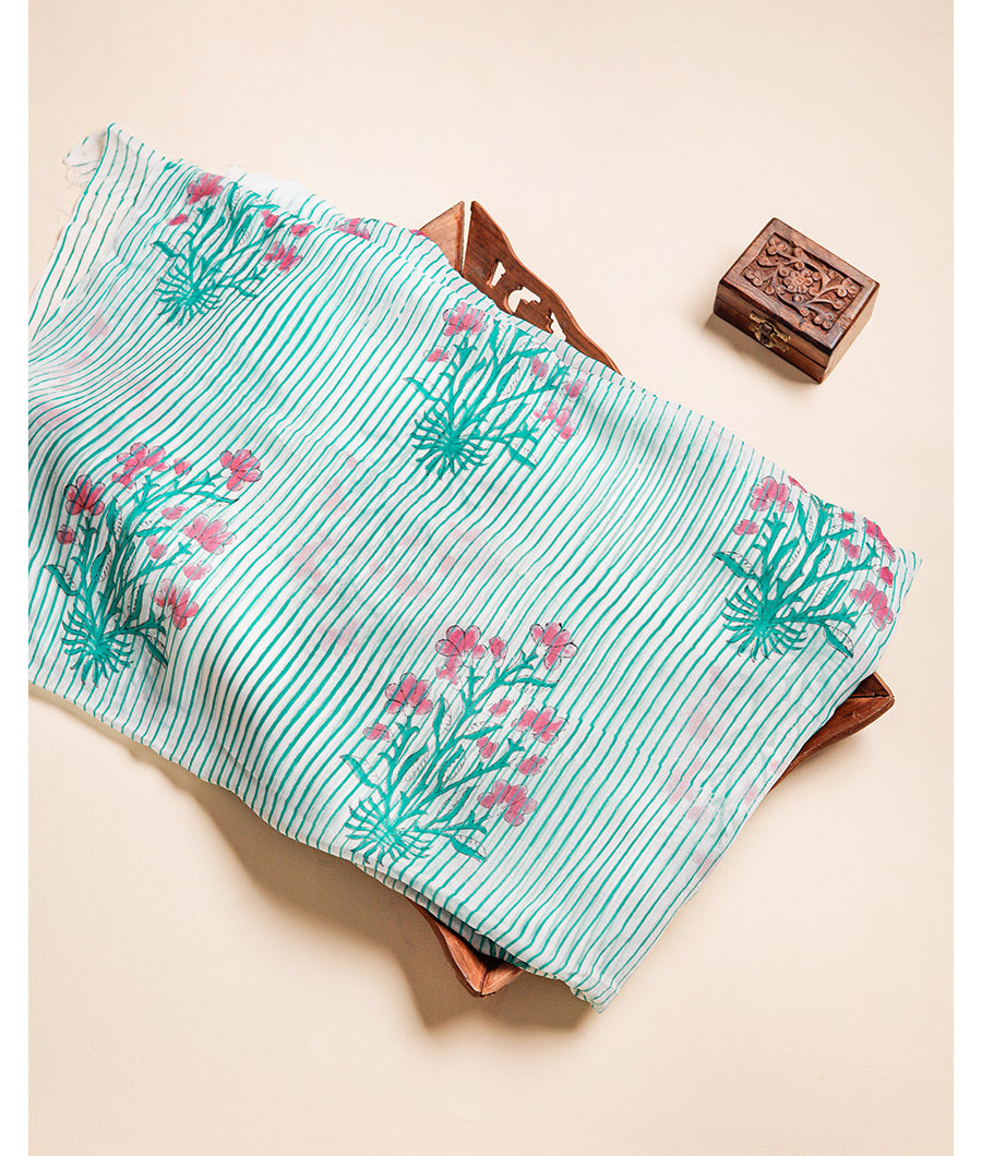 VISCOSE GEORGETTE HANDBLOCK PRINTED FABRIC
