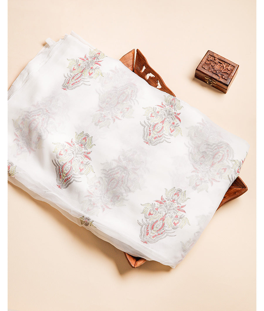 VISCOSE GEORGETTE HANDBLOCK PRINTED FABRIC