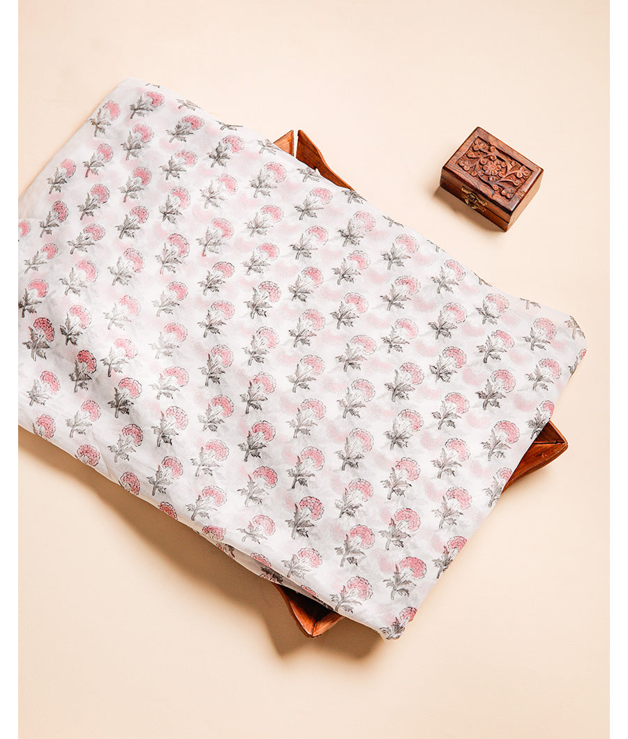 VISCOSE GEORGETTE HANDBLOCK PRINTED FABRIC